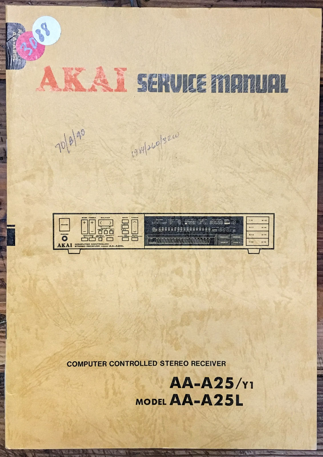 Akai AA-A25 -A25L Receiver  Service Manual *Original*