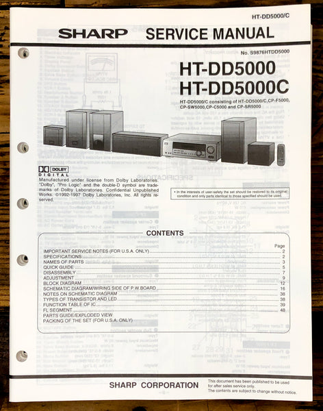 Sharp HT-DD5000 HT-DD5000C Radio / Stereo System Service Manual *Original*