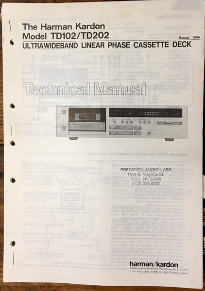 HK Harman Kardon TD-102 TD-202 Cassette Service Manual *Original*