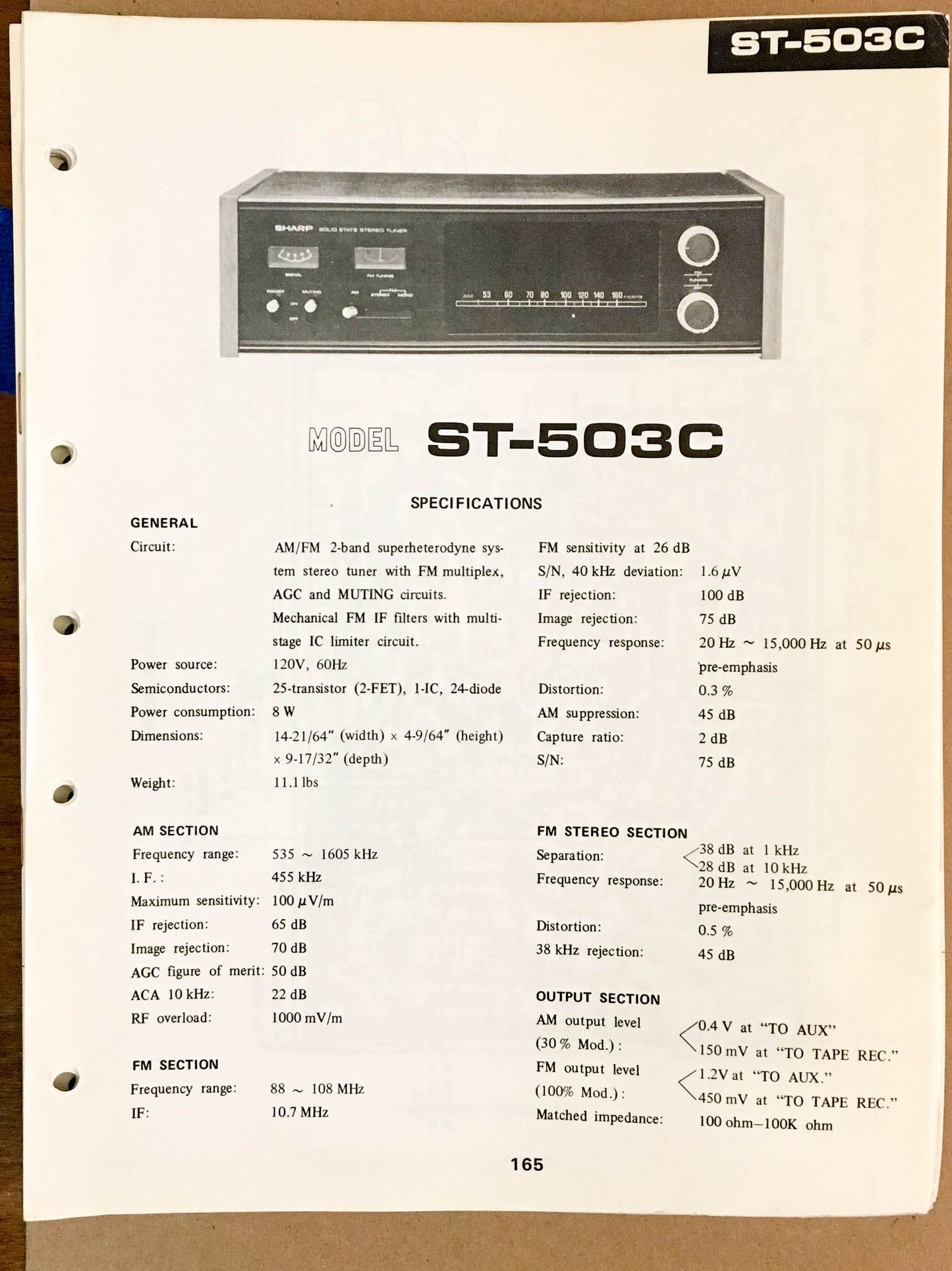 Sharp ST-503C Tuner  Service Manual *Original*