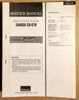 Sansui CD-E70 CD Player Service Manual *Original*