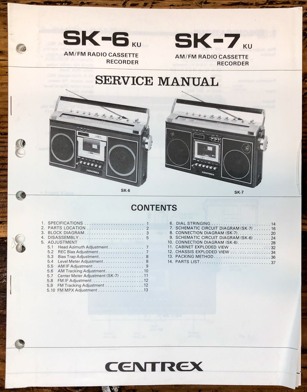 Pioneer SK-6 SK-7 Radio  Service Manual *Original*