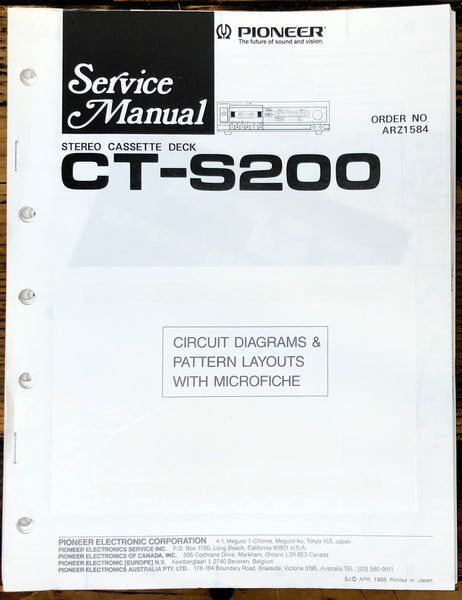 Pioneer CT-S200 Cassette Service Manual *Original*