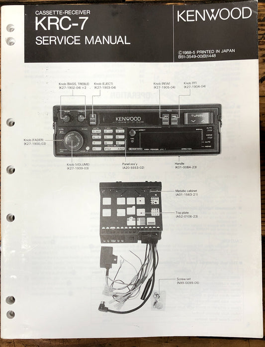 Kenwood KRC-7 Car Radio  Service Manual *Original*