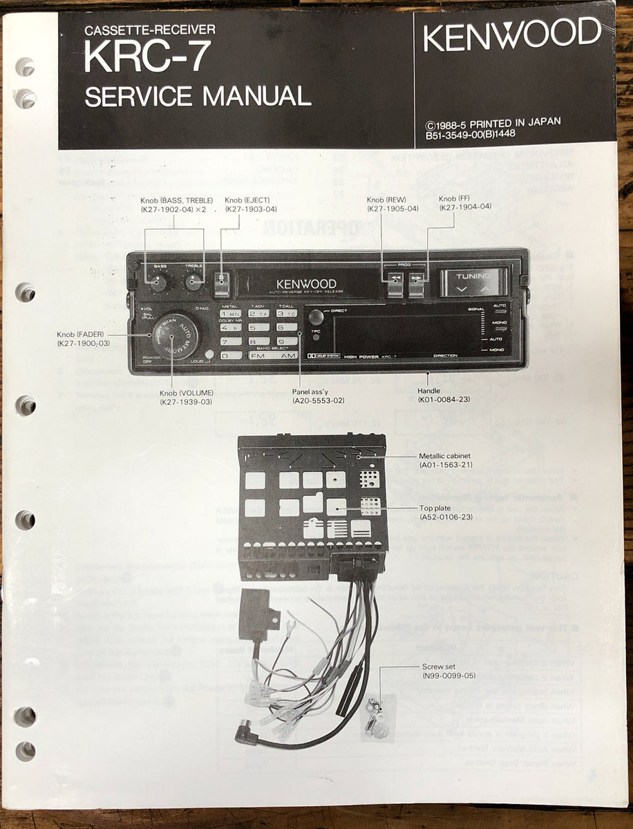 Car Radio Service Manual *Original* Vintage Audio Store Vintage