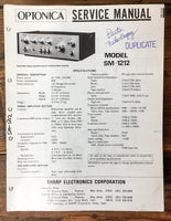 Sharp Optonica SM-1212 Integrated Amplifier Service Manual *Original*