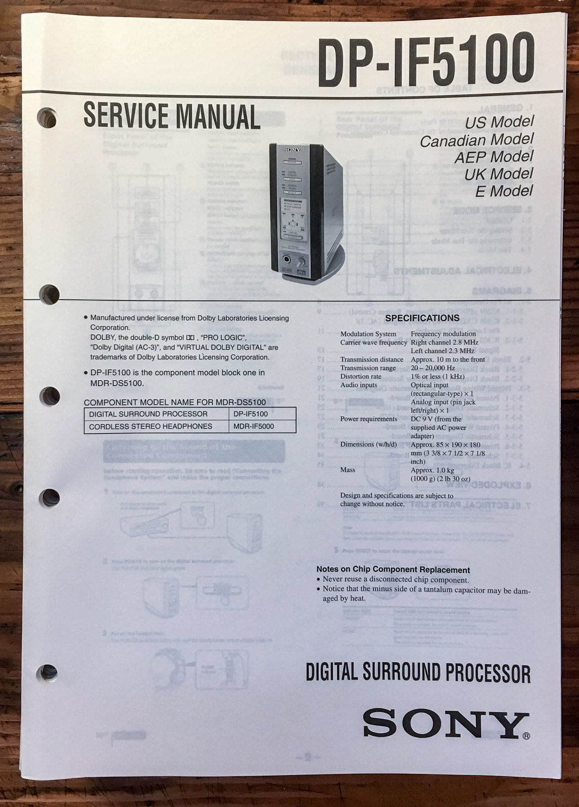 Sony DP-IF5100 Processor  Service Manual *Original*