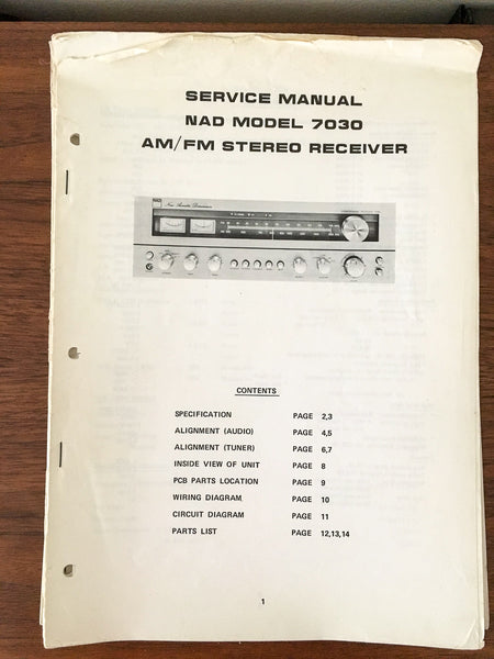 NAD Model 7030 Receiver Service Manual *Original*