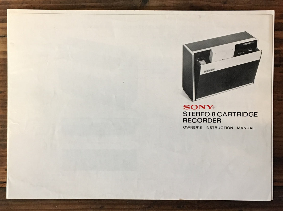 Sony Stereo 8 Cartridge Recorder User / Owner Manual *Original*