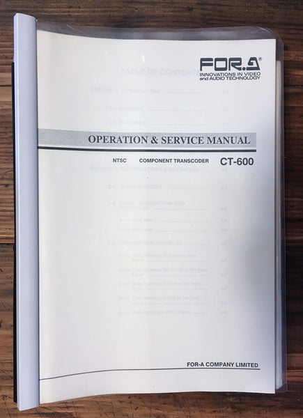 For A CT-600 Transcoder Operation & Service Manual *Original*