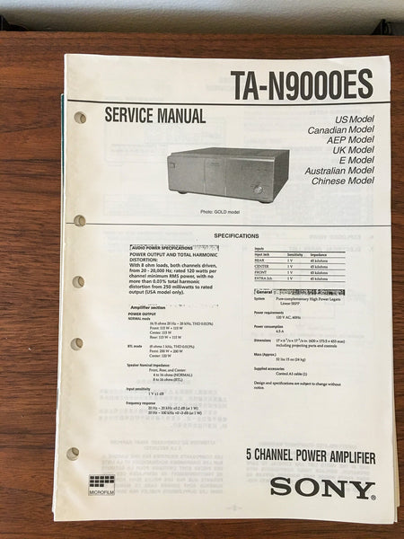 Sony TA-N9000ES Amplifier Service Manual *Original*