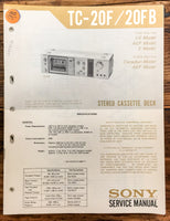 Sony TC-20F TC-20FB Cassette  Service Manual *Original*