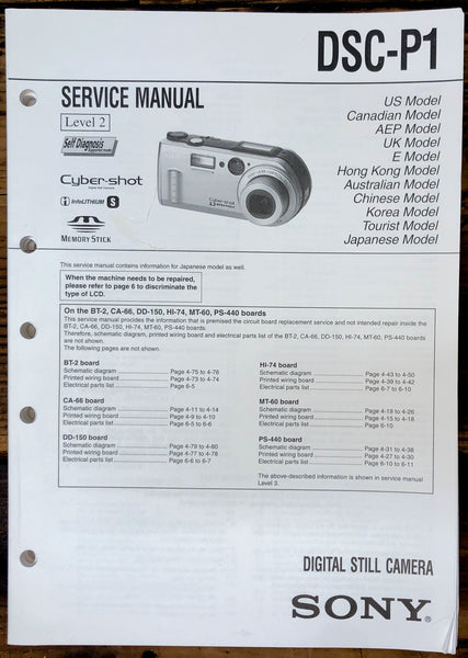 Sony DSC-P1 Camera  Service Manual *Original*