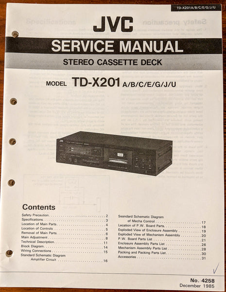 JVC TD-X201 Cassette Deck Service Manual *Original*