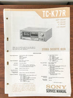 Sony TC-K77R Cassette Service Manual *Original*