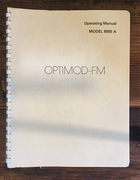 Orban Optimod FM Model 8000A Processor User / Operating Manual *Original*