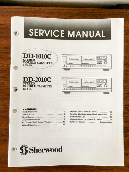 Sherwood DD-1010C DD-2010C Cassette Service Manual *Original*