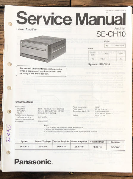 Panasonic SE-CH10 Amplifier  Service Manual *Original*