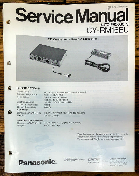 Panasonic CY-RM16EU Remote Control  Service Manual *Original*