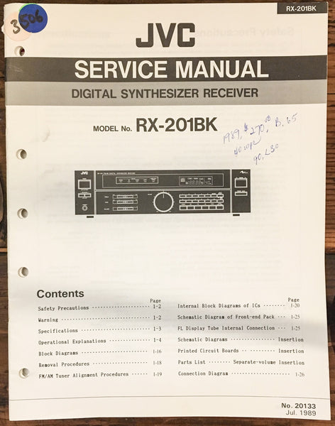 JVC RX-201BK RX-201 BK Receiver Service Manual *Original*