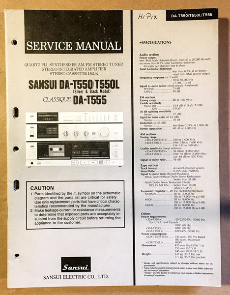 Sansui DA-T550 DA-T555 Stereo Tuner Amplifier Service Manual *Original* #1