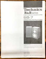 Technics SB-7 Speaker  Owners / User Manual *Original*