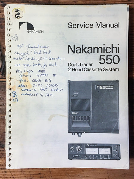 Nakamichi Model 550 Cassette Service Manual *Original*