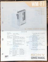 Sony WM-F1 Cassette Player  Service Manual *Original*