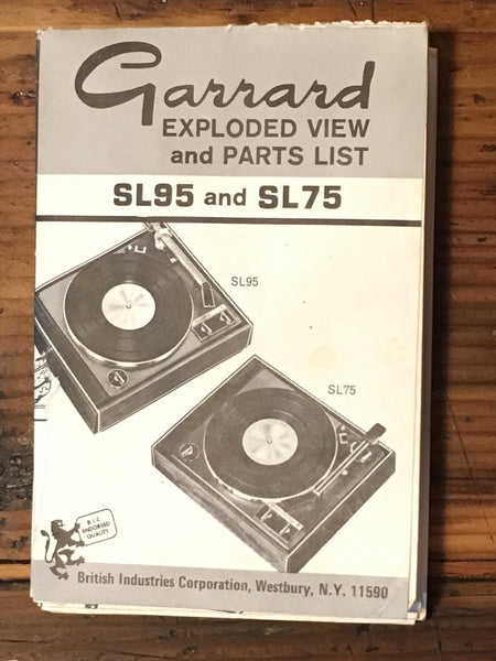 Garrard SL95 SL-95 SL75 SL-75 Turntable Exploded View & Parts List *Original*