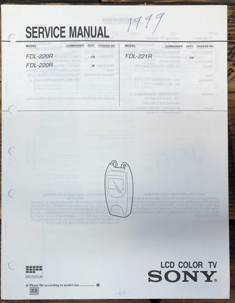 Sony 30P Chassis X-Y  Power Supply TV  Service Manual *Original*