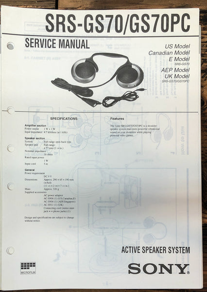 Sony SS-U55 Speaker  Service Manual *Original*