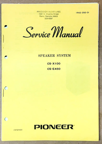 Pioneer CS-X100 CS-E450 Speaker Service Manual *Original*