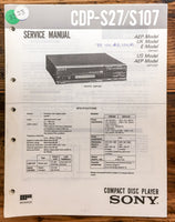 Sony CDP-S27 CDP-S107 CD Player  Service Manual *Original*