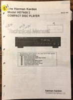 Harman Kardon HD7600 II HD 7600 CD Player  Service Manual *Original*