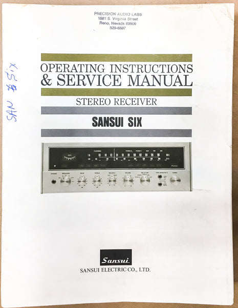 Sansui Model 6 Receiver Service Manual *Original*