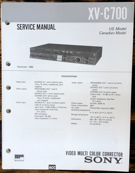 Sony XV-C700 Video Corrector  Service Manual *Original*