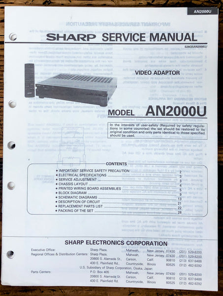 Sharp AN2000U Video Adapter Service Manual *Original*