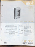 Sony WM-1 Radio Cassette  Service Manual *Original*