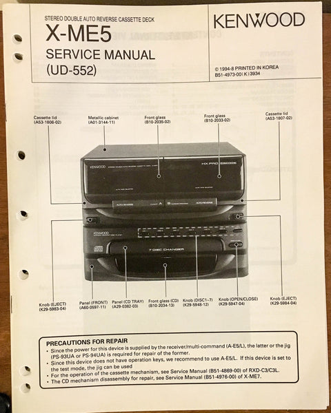 Kenwood X-ME5 CASSETTE DECK  Service Manual *Original*
