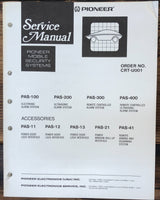 Pioneer PAS-100 -200 -300 -400 -11 -12 Mobile Security  Service Manual *Orig*