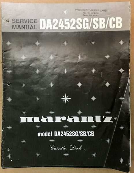 Marantz DA2452SG / SB / CB Cassette Service Manual *Original* #1