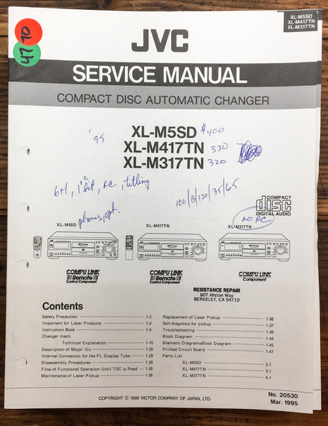JVC XL-M5 SD -M417 -M317 TN CD Player  Service Manual *Original*
