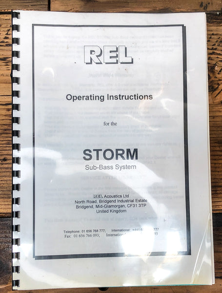 REL Storm Sub Bass System / Subwoofer Owner / User Manual *Original*