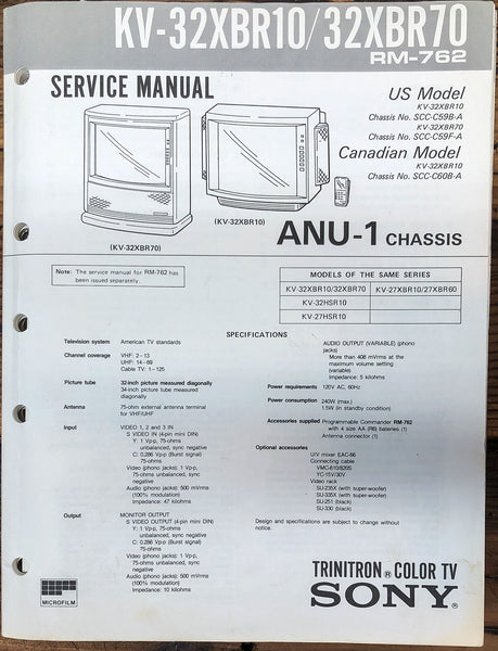 Sony KV-32XBR10 -32XBR70 TV  Service Manual *Original*