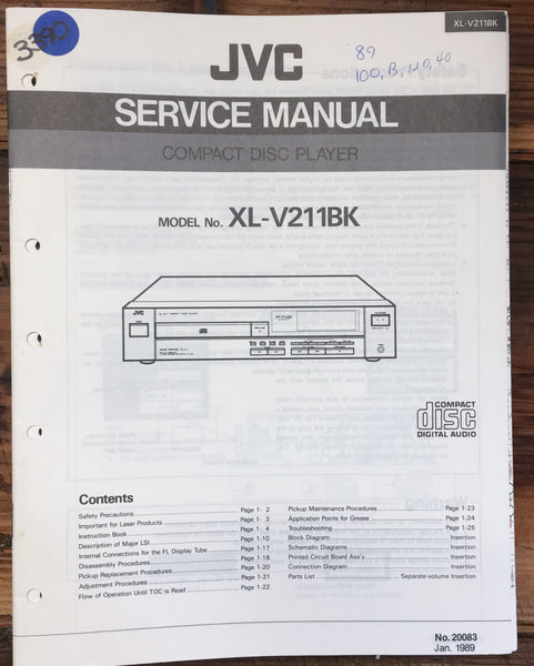 JVC XL-V211 BK CD Player  Service Manual *Original*