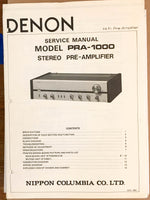 Denon PRA-1000 Preamp / Preamplifier  Service Manual *Original*