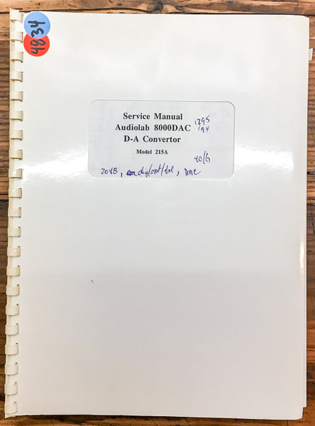 Audiolab Model 8000 DAC D-A Converter  Service Manual *Original*