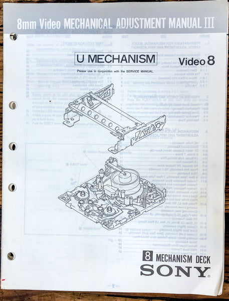 Sony U Mechanism Video 8   Adjustment Manual *Original*