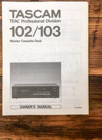 Teac / Tascam Model 102 103 Master Cassette Deck  Owners / User Manual *Original