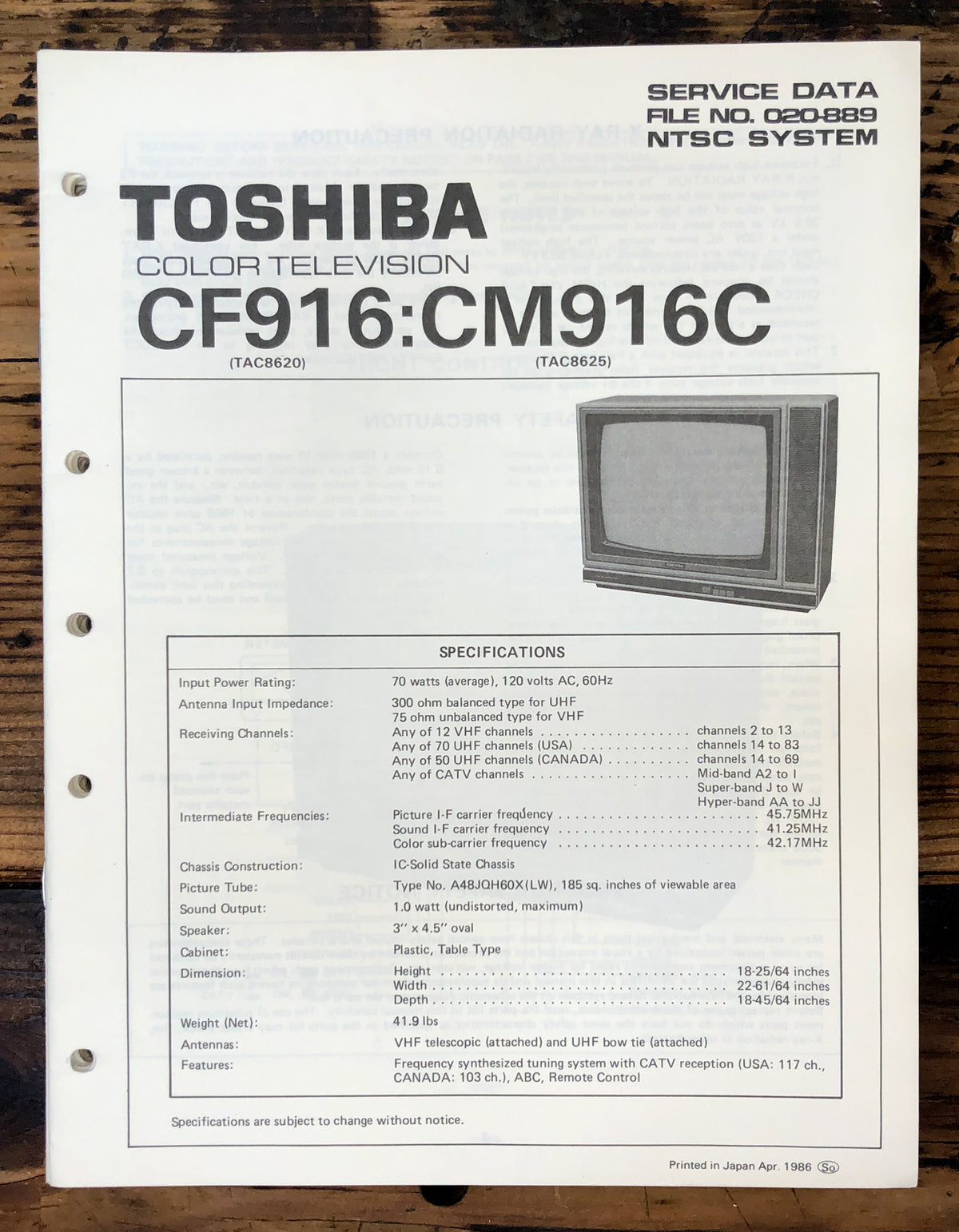 Toshiba CF916 CM916C   Service Manual *Original*